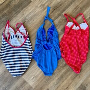 Bundle Lot of 3 Maternity Swimsuits -Pez D'Or Nautical Red White & Blue Sz XS-M